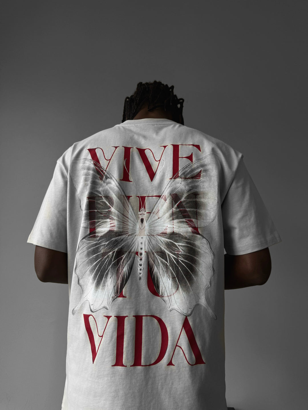 Oversize "Vive Bien Tu Vida" T-Shirt - Ecru