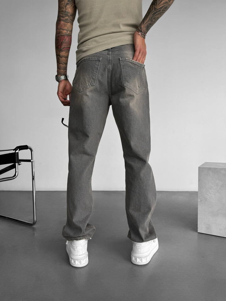 Baggy Washed Jeans - Grey