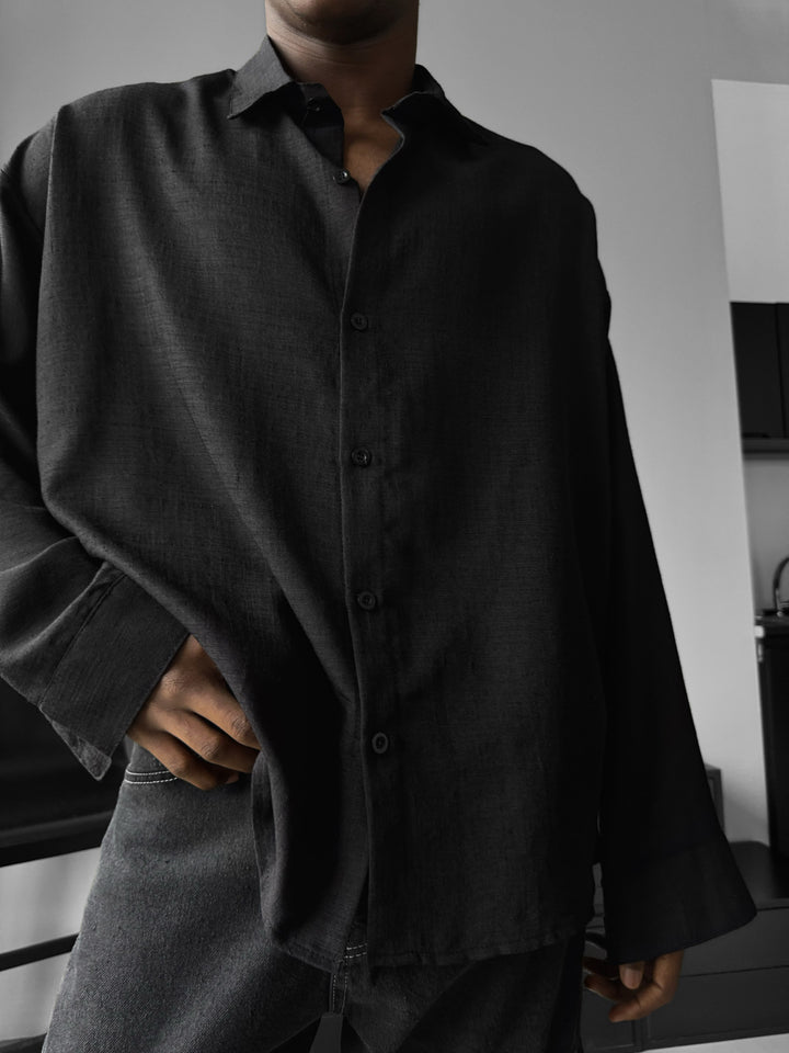 Oversize Linen Shirt - Black