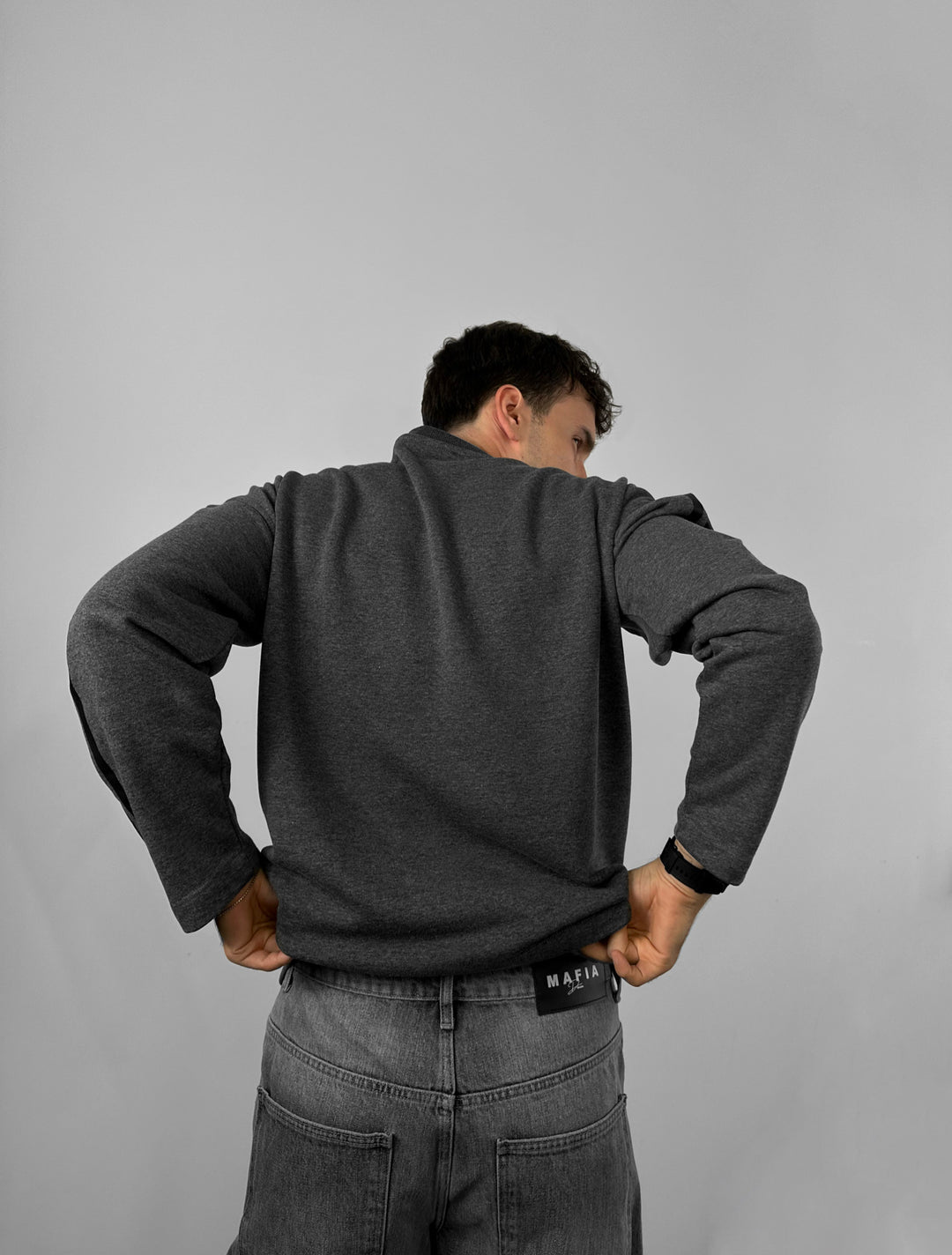 Oversize Affected Sweatshirt - Anthracite Melange