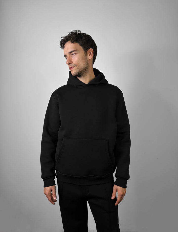 Loose Fit Basic Hoodie - Black