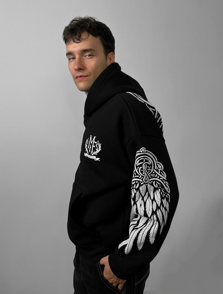 Oversize Wings Hoodie - Black