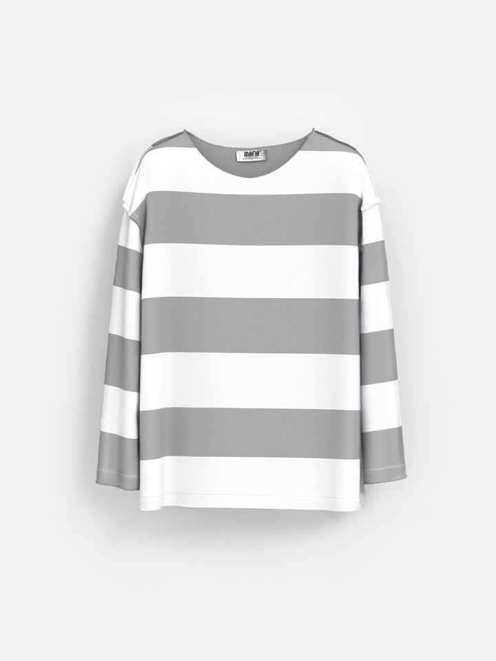 Oversize Strip Sweater - Grey