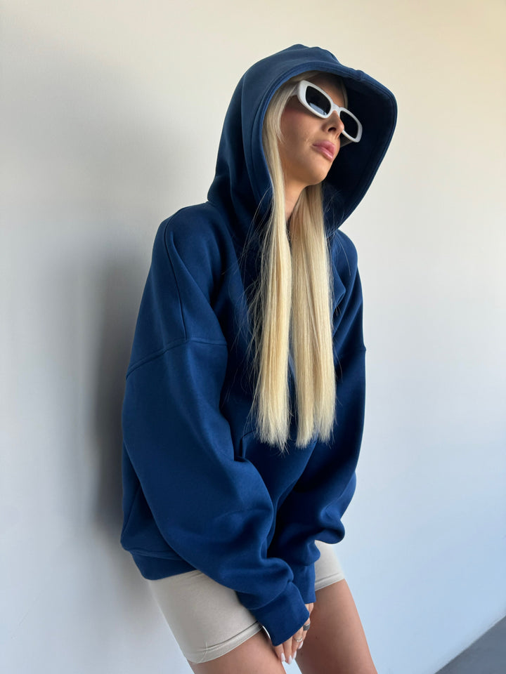 Oversize Basic Hoodie - Navy Poeny