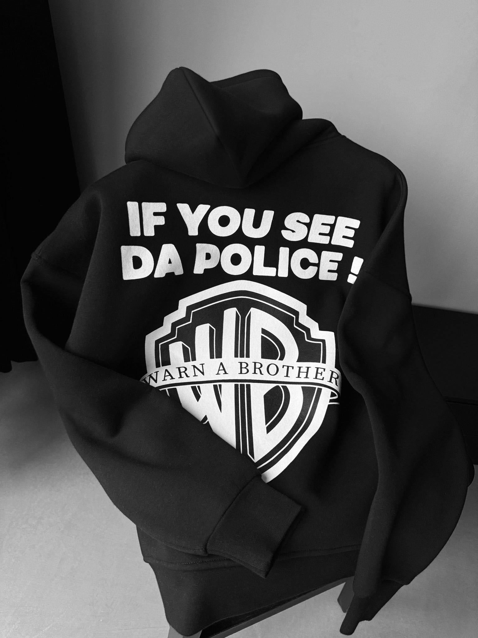 Kleidermafia Warn A Brother Hoodie - Oversize Streetwear In White