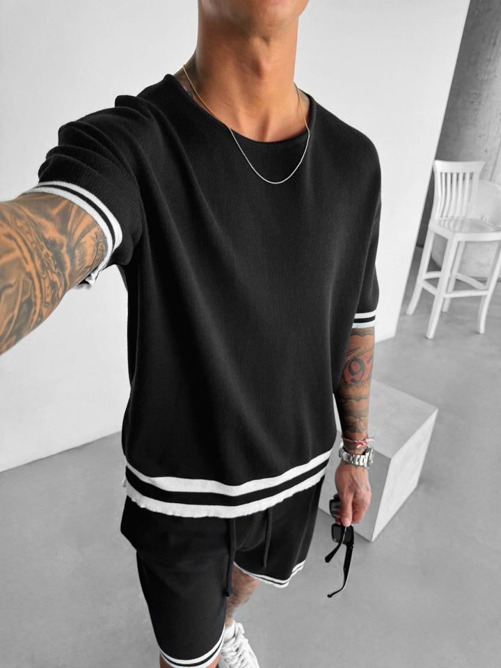 Regular Fit Knit T-shirt - Black