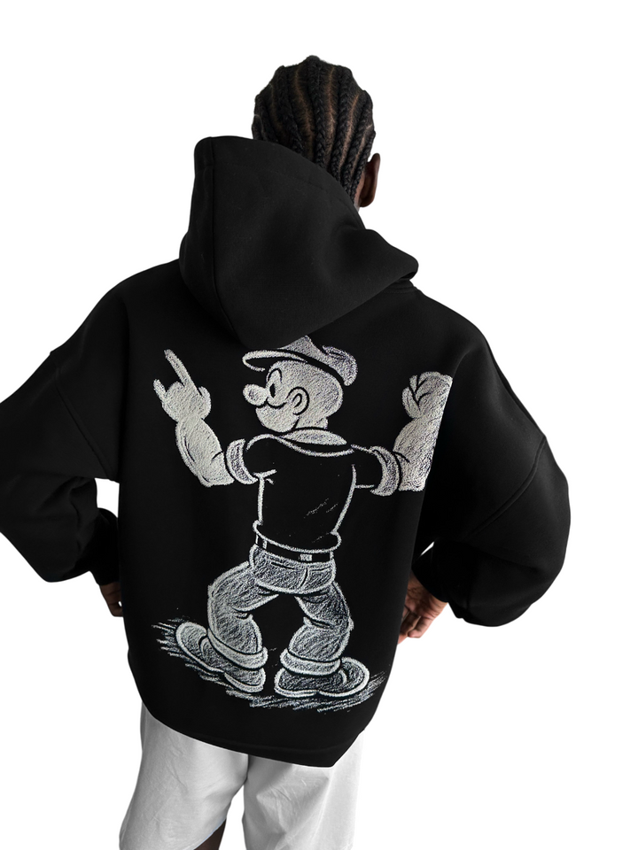 Oversize Popeye Hoodie - Black