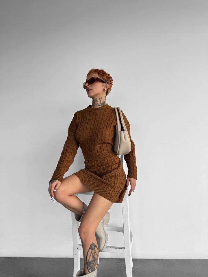 Mini Braid Skirt - Brown