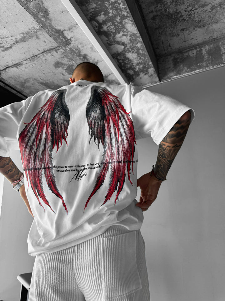 Oversize Angel Wings T-Shirt - White