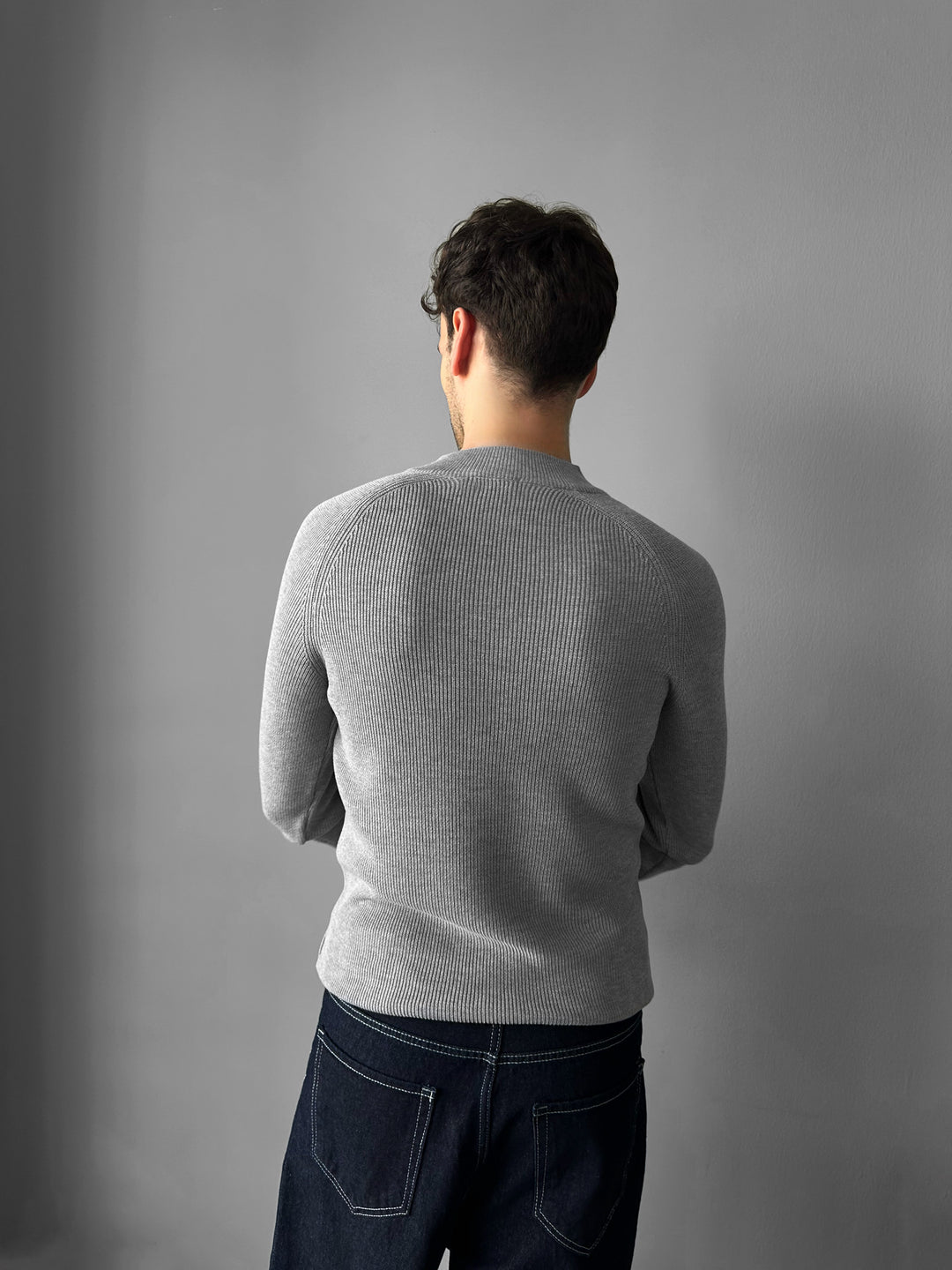 Slim Fit Knit Sweater - Grey