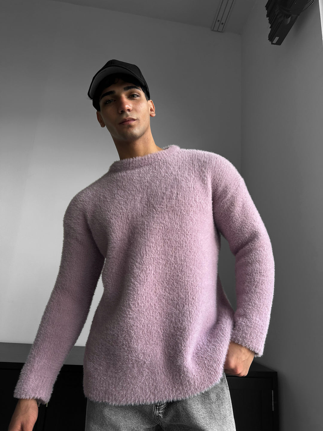 Oversize Hairy Rope Sweater - Lilac Whisper