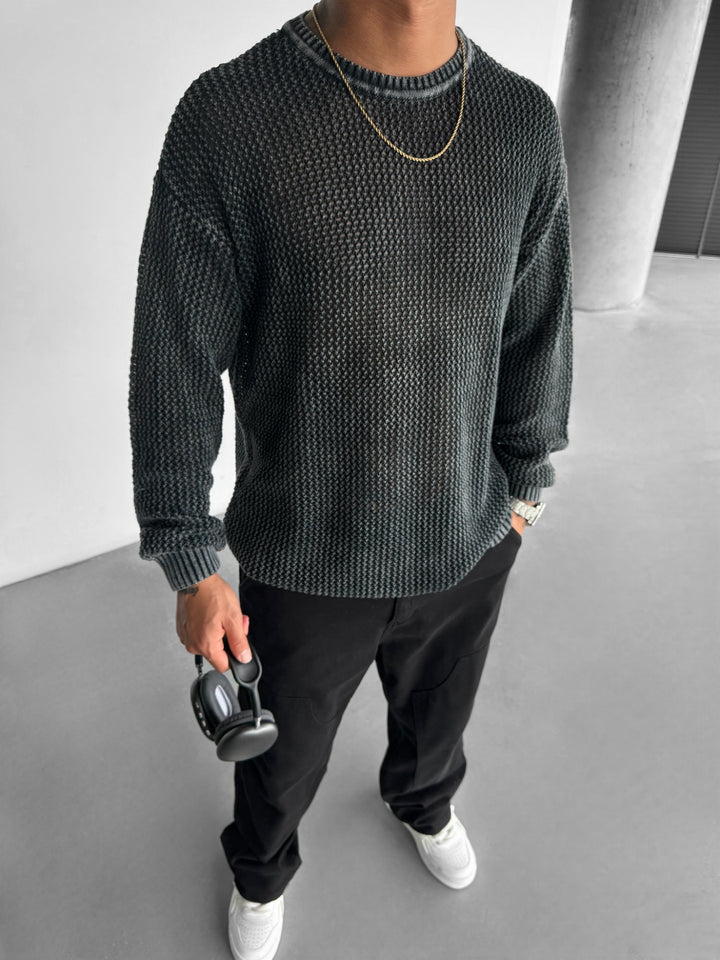 Oversize Rusty Knit Sweater - Black
