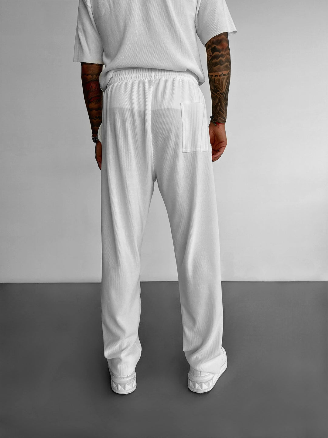 Loose Fit Ribbed Trousers - Ecru