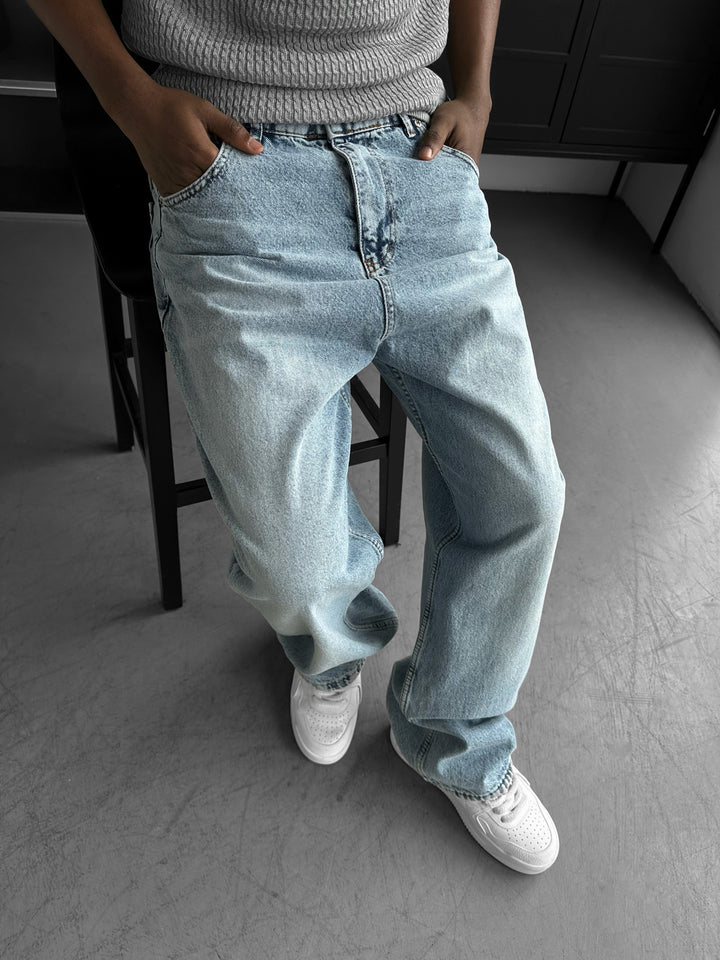 Relax Baggy Washed Jeans - Light Blue