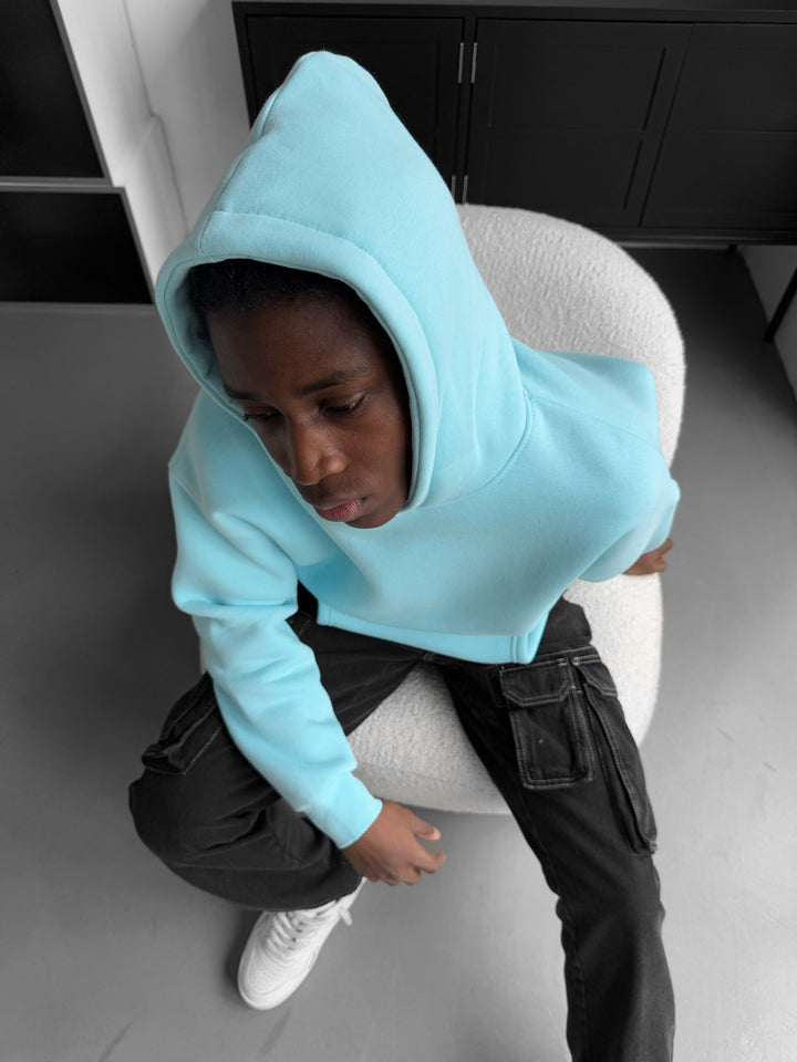 Oversize Basic Hoodie - Ice Blue