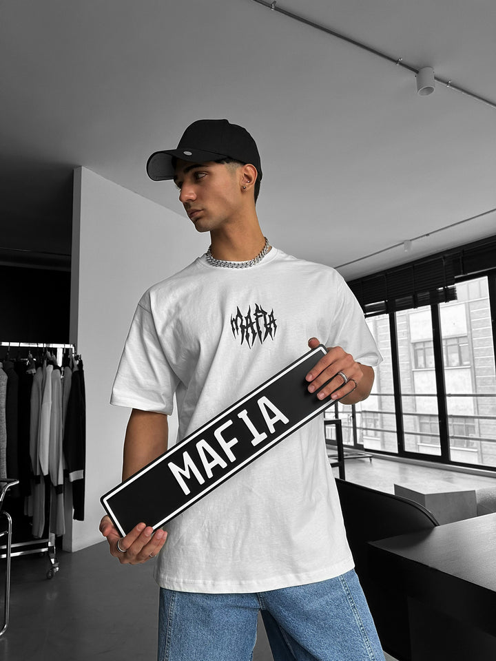 Oversize Mafia Tribal T-shirt - Ecru