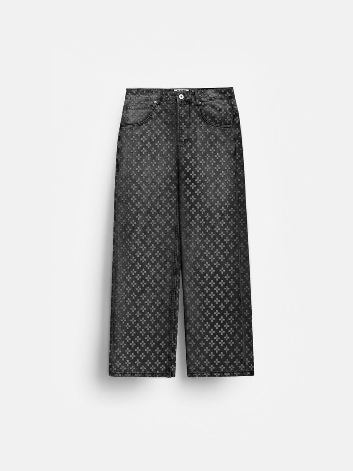 Baggy Embroidered Jeans - Black