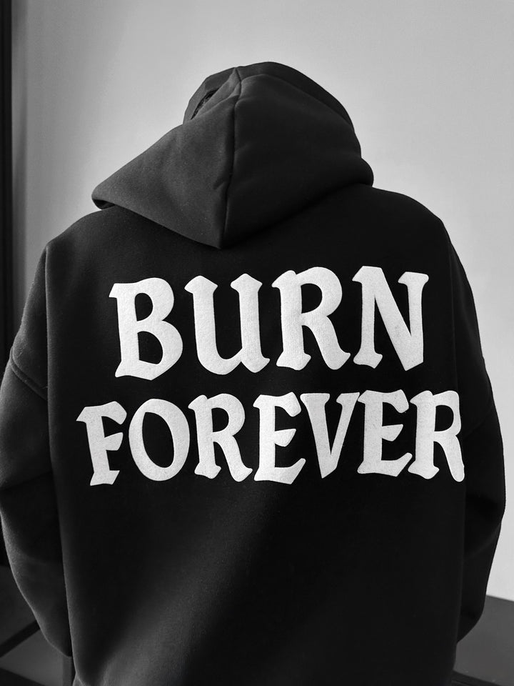 Oversize “Burn Forever” Hoodie - Black