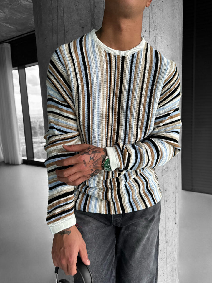 Thin Striped Sweater - Babyblue