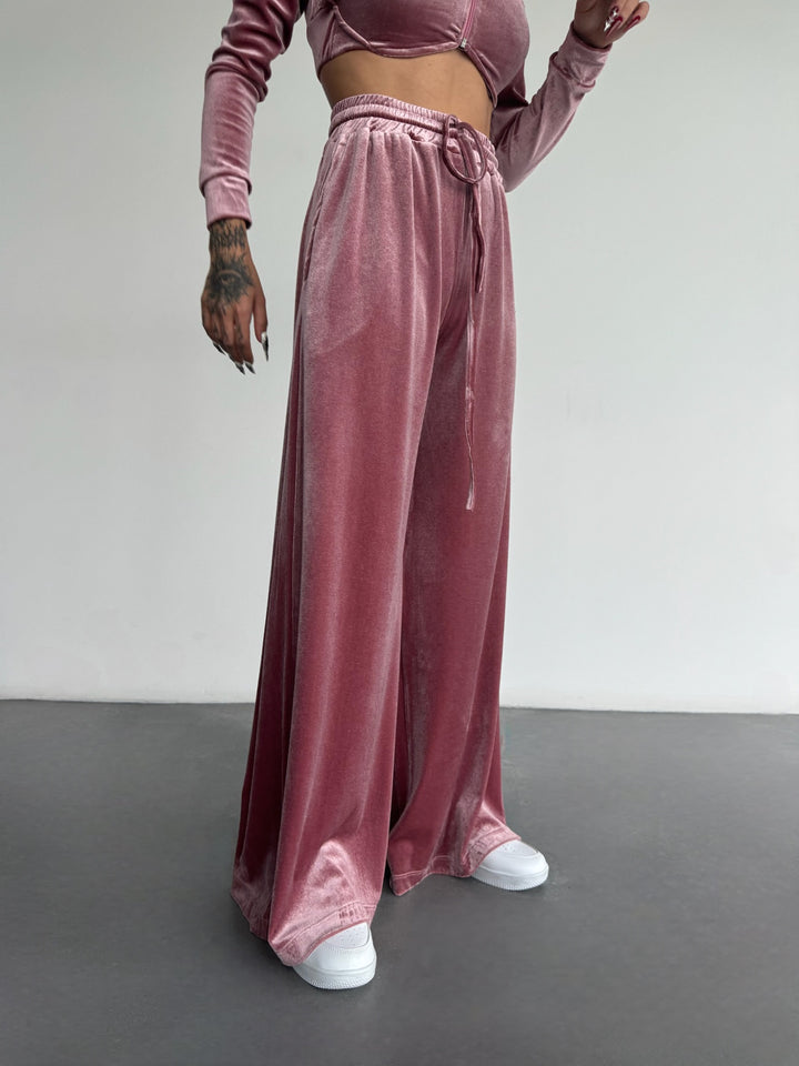 Wide Leg Relax Velvet Pants - Pouder