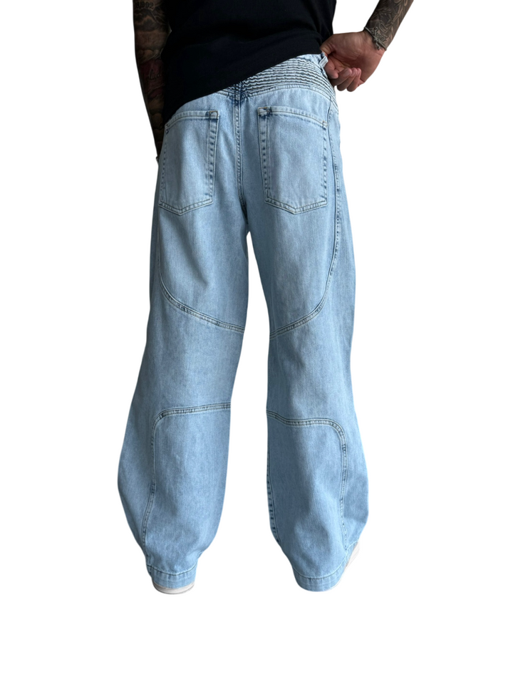 Baggy Seam Detail Jeans - Blue