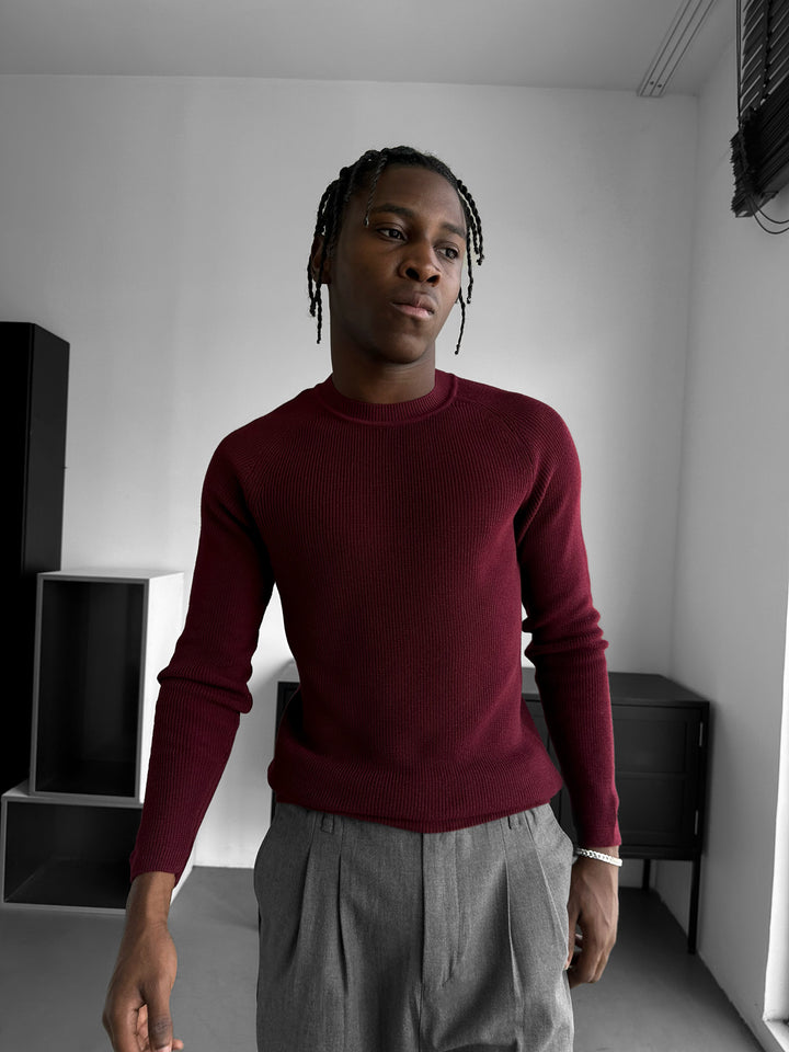 Slim Fit Thin Knit Sweater - Plum