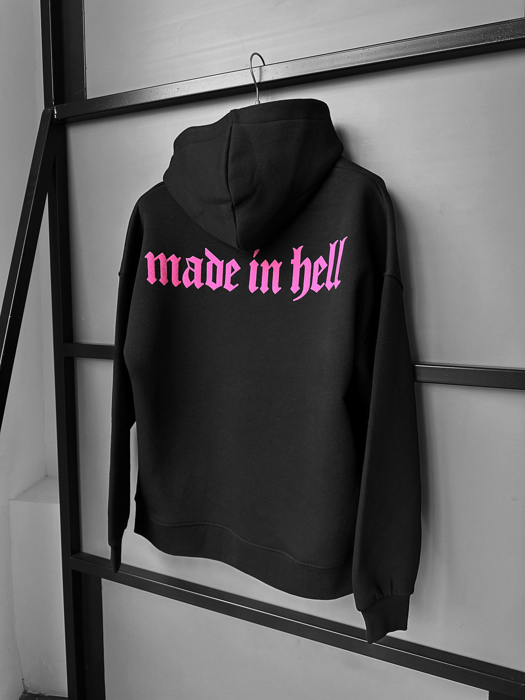 Oversize Made in Hell Hoodie - Black and Lila