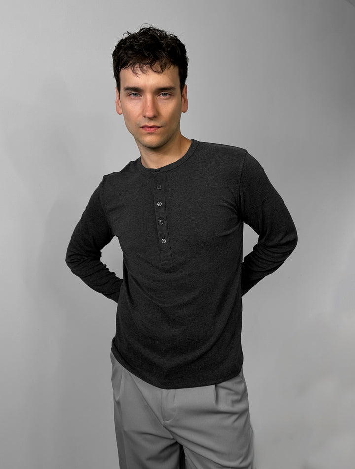Oversize Button Sweatshirt - Anthracite