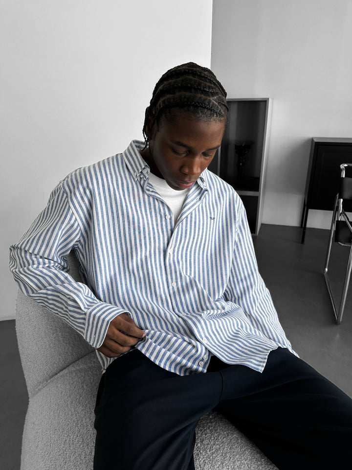 Striped Oxford Shirt - Navy Blue