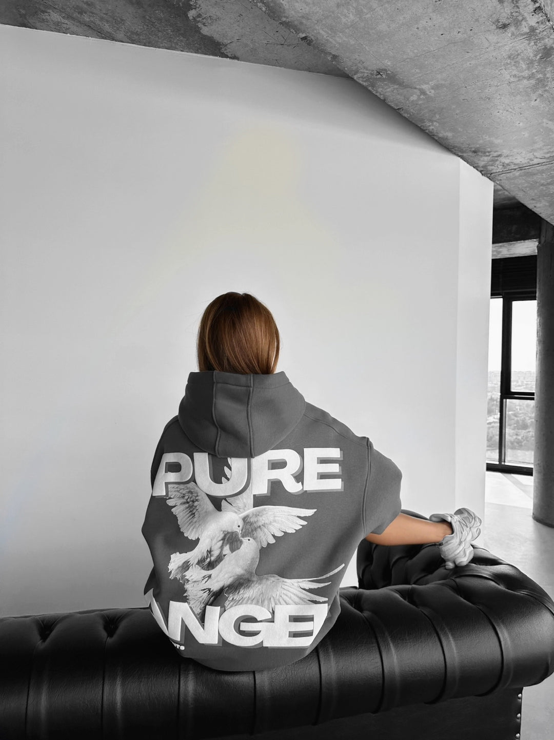 Oversize Pure Angel Hoodie - Anthracite