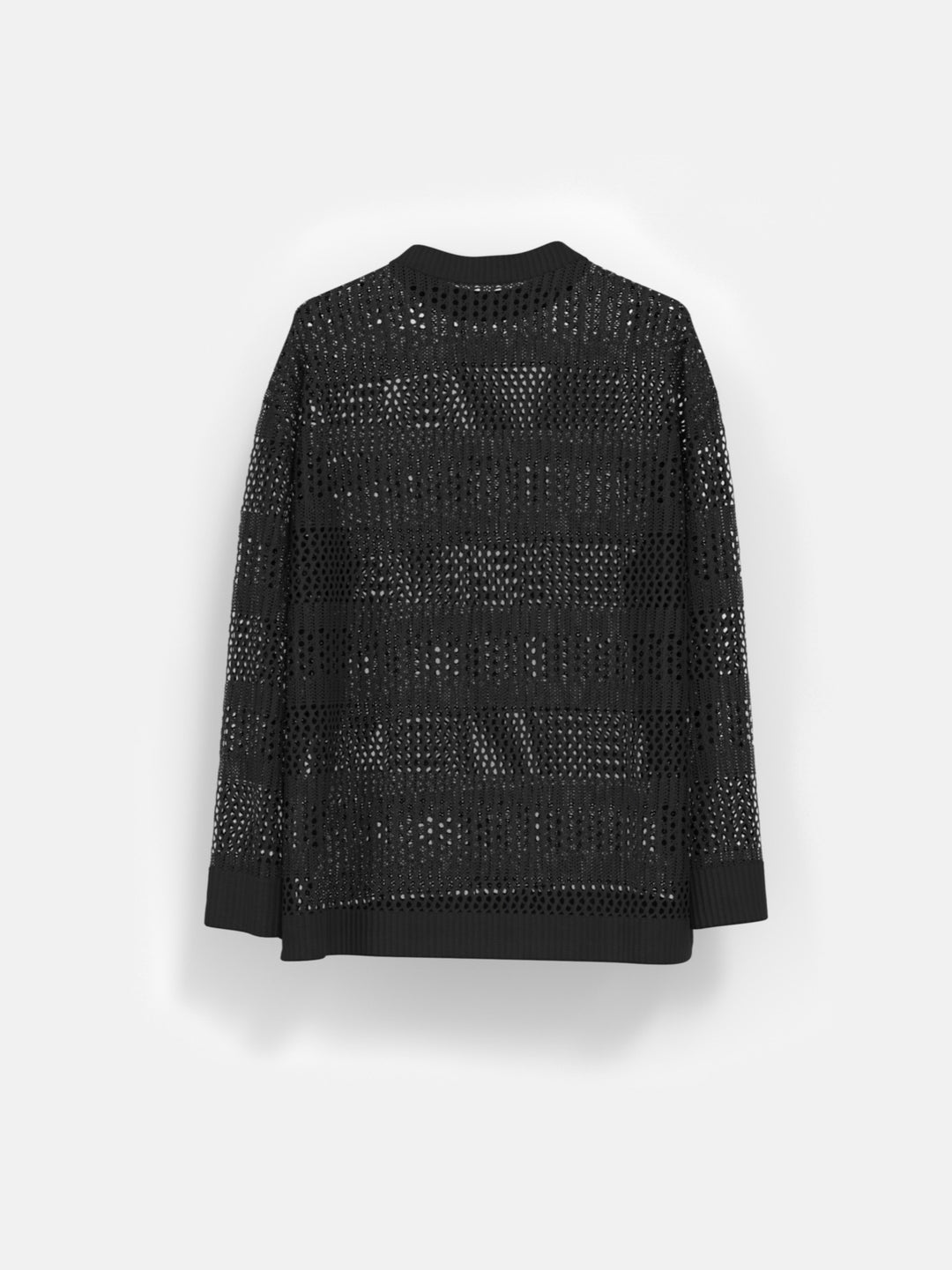 Oversize Holey Knit Sweater - Black