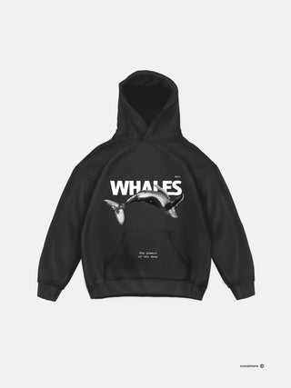 Oversize Whales Hoodie - Jet Black