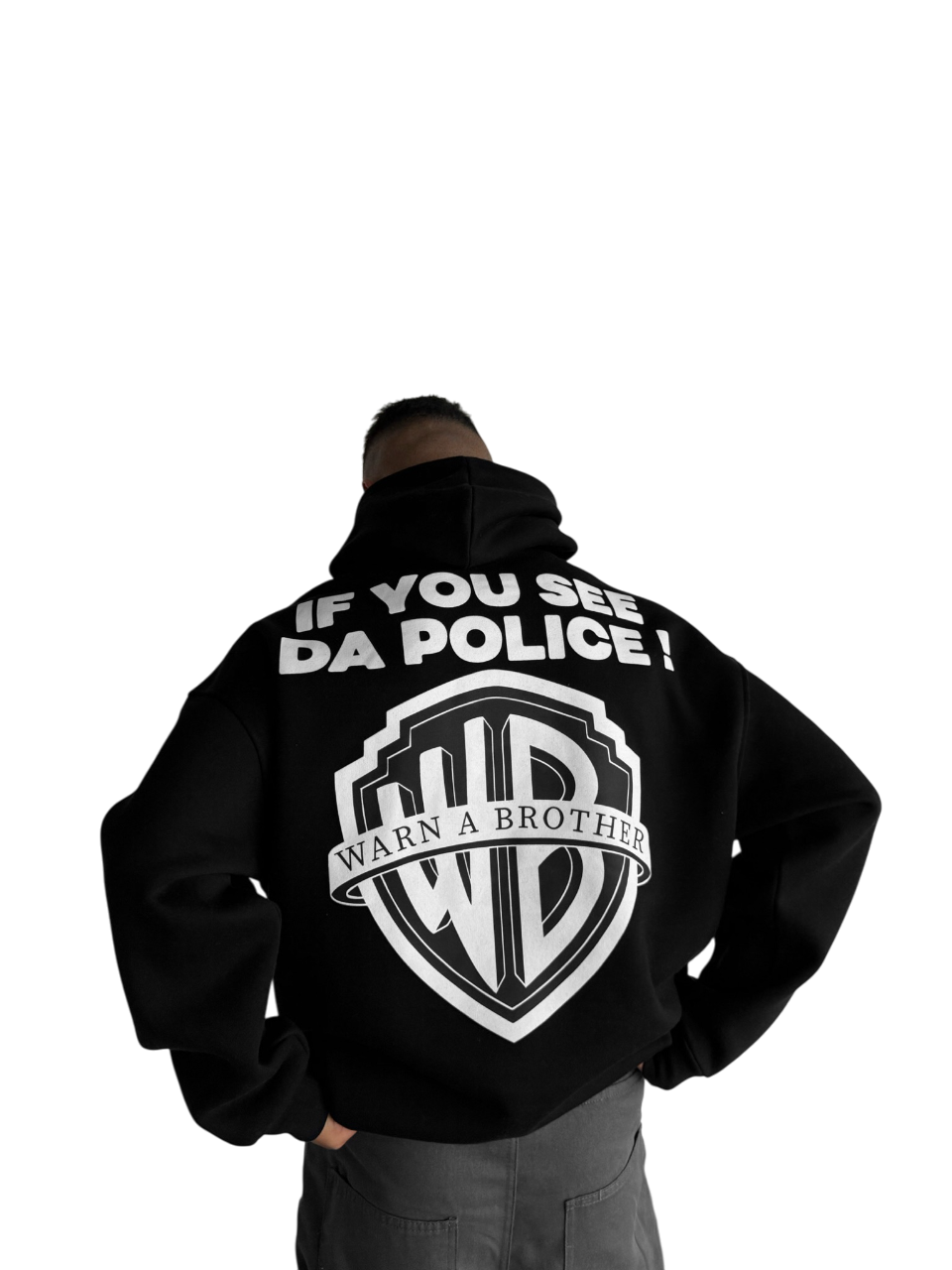 Oversize Warn a Brother Hoodie - Jet Black