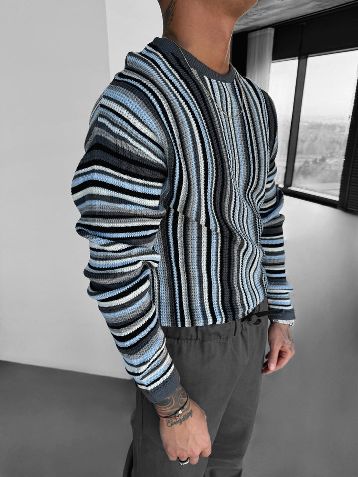 Thin Striped Sweater - Anthracite