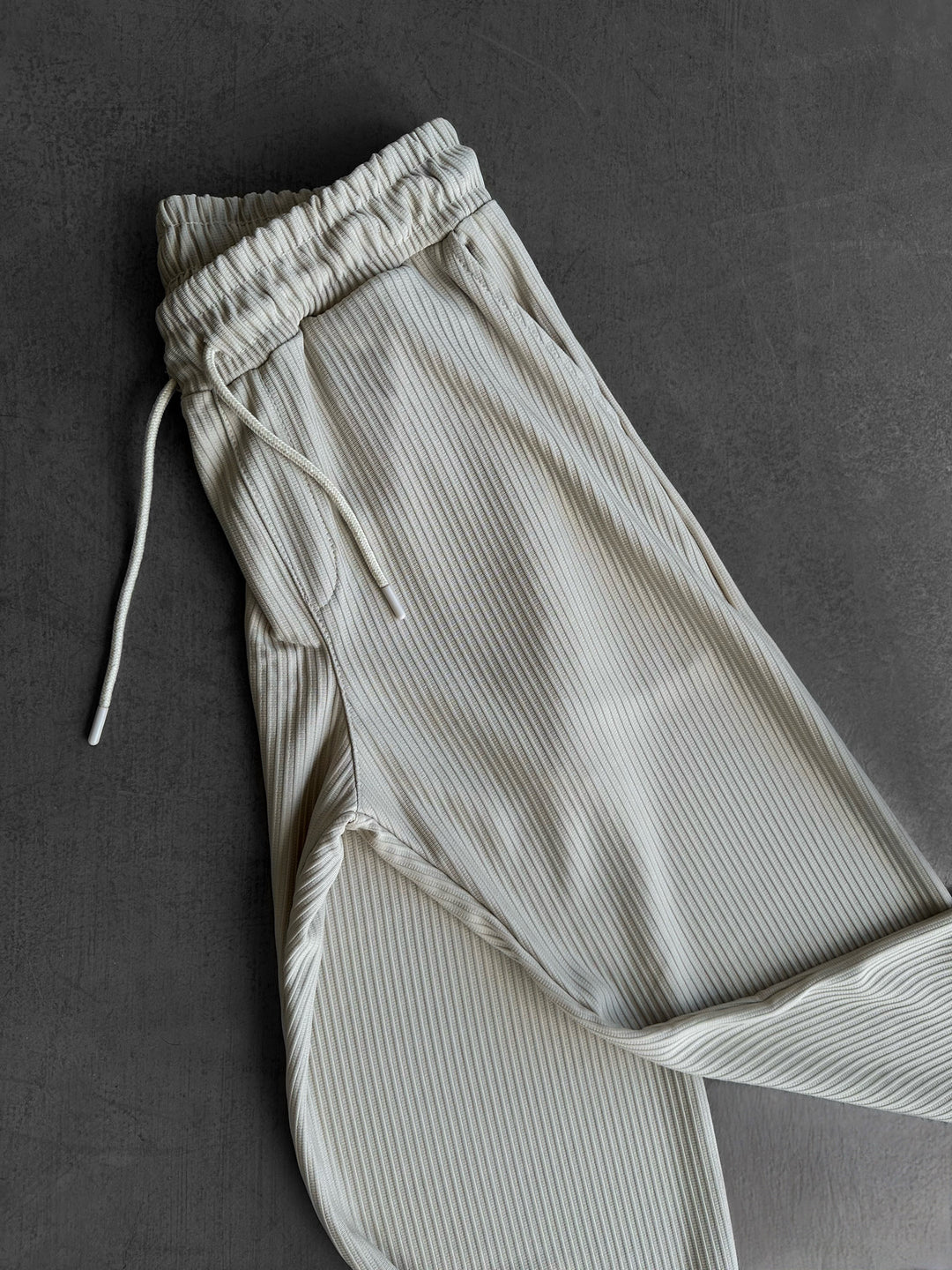 Loose Fit Striped Trousers - Beige