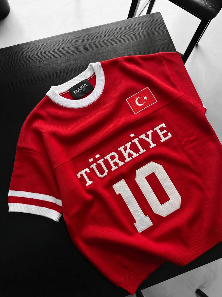 Oversize Türkiye Knit T-shirt - Red