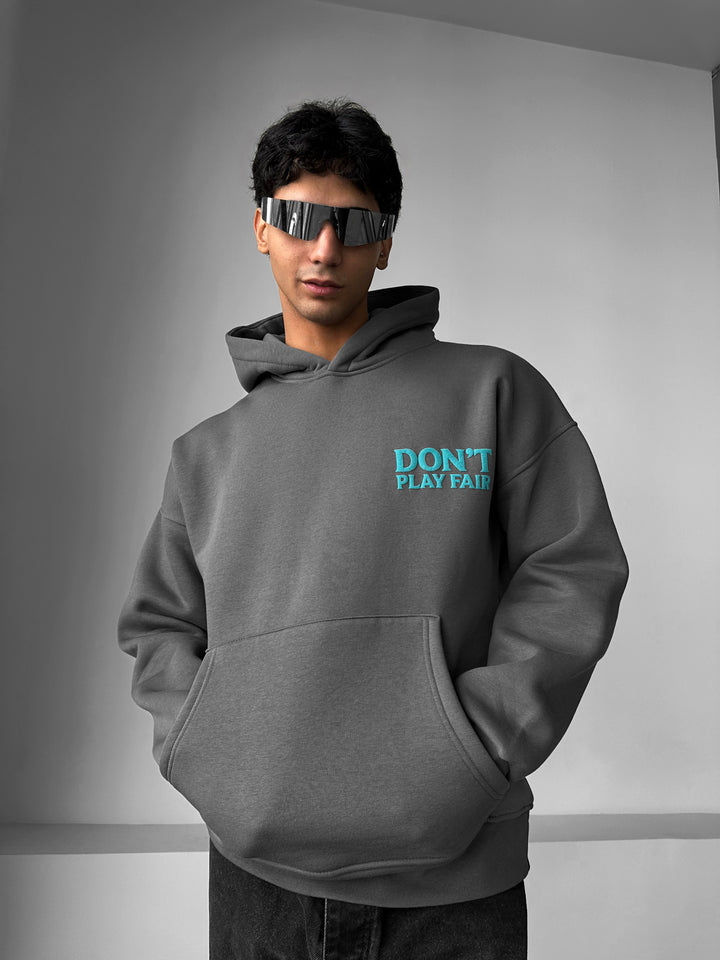 Oversize Don't Play Fair Hoodie - Anthracite