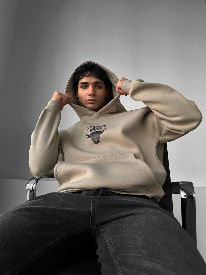 Oversize Strength Mode Hoodie - Stone