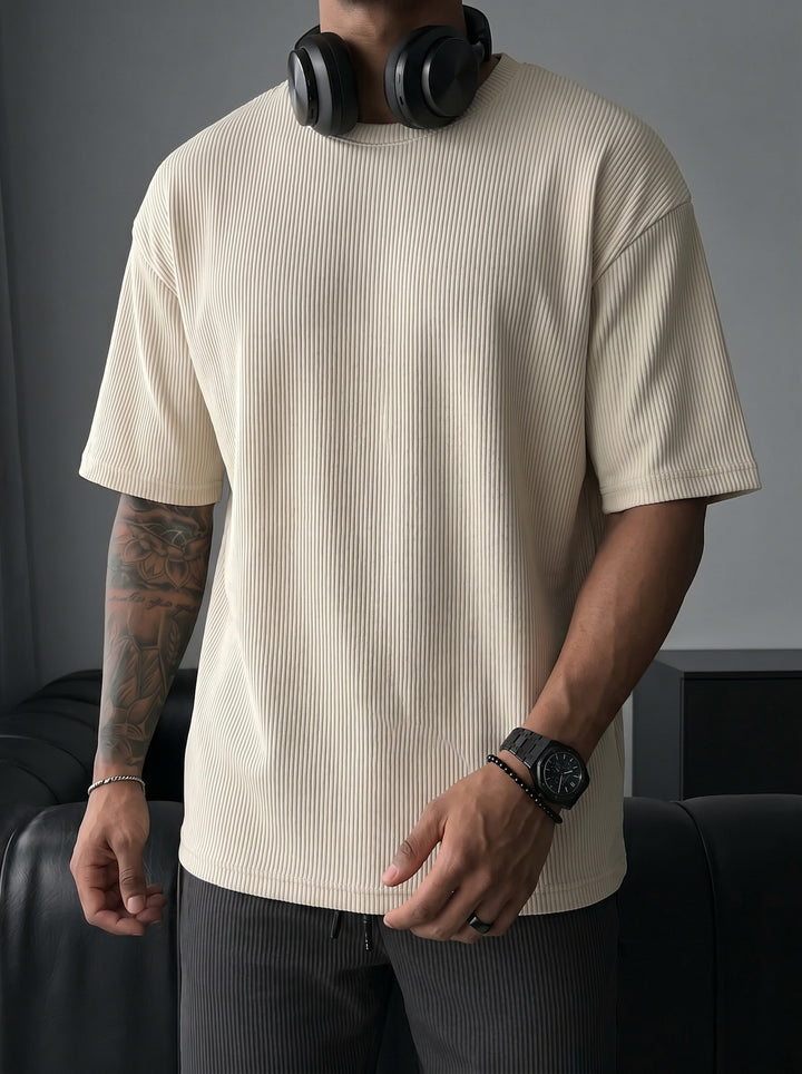 Oversize Cord Tee - Beige