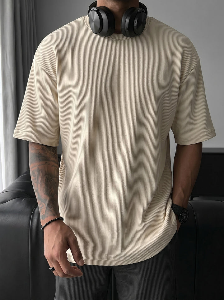 Oversize Cord Tee - Beige