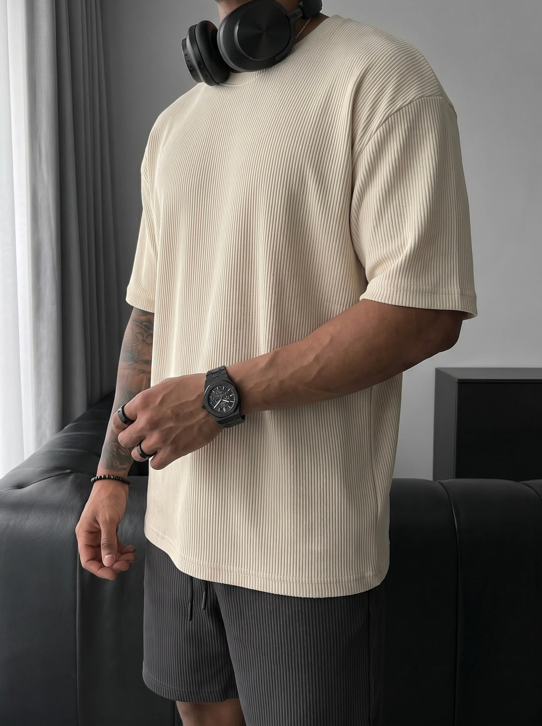 Oversize Cord Tee - Beige