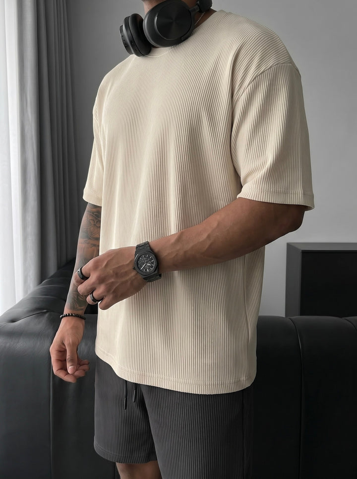 Oversize Cord Tee - Beige