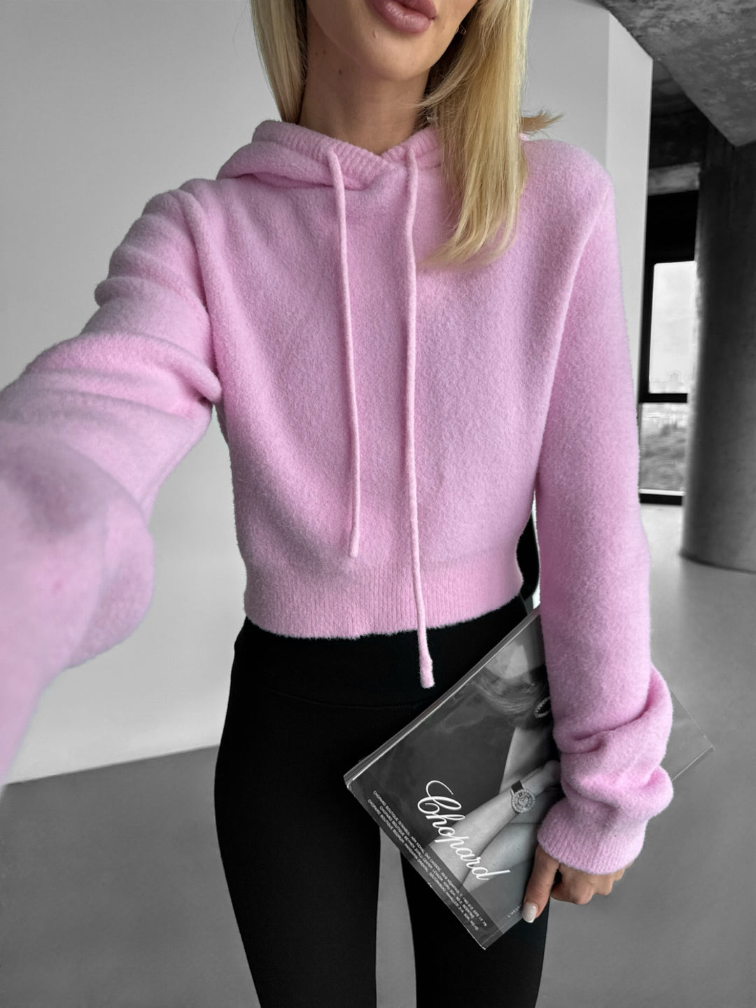 Knit Hoodie - Pink