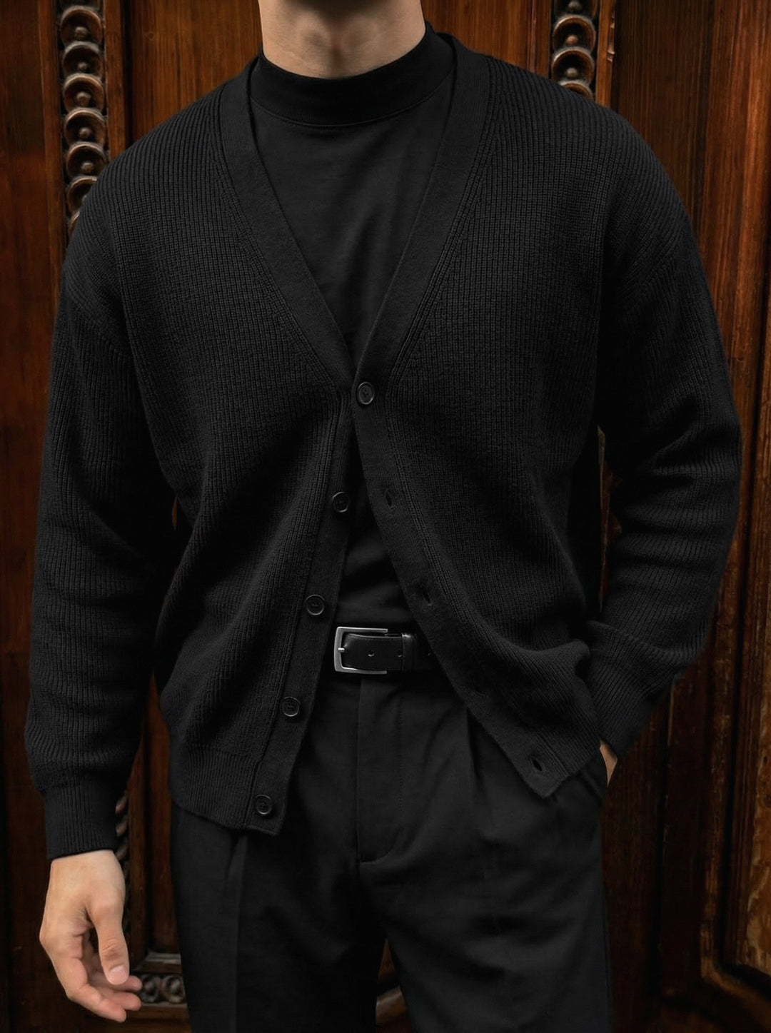 Oversize Crop Cardigan - Black