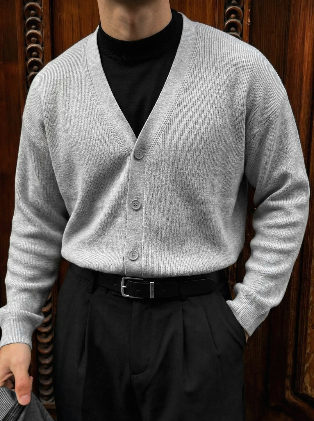 Oversize Crop Cardigan - Grey