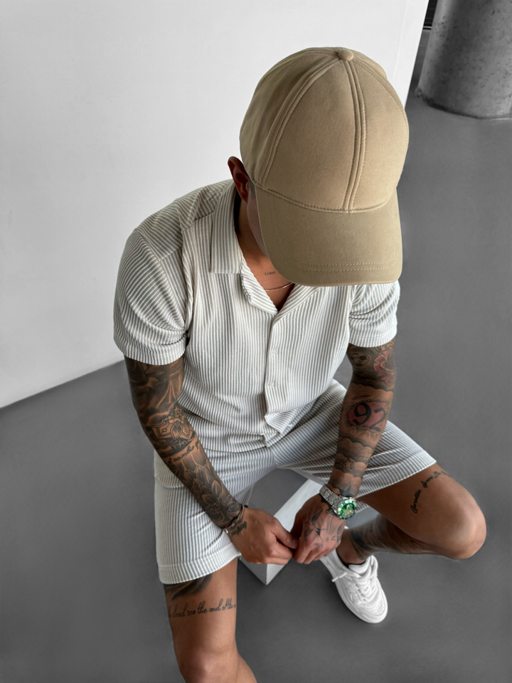 Regular Fit Ribbed Shirt - Beige