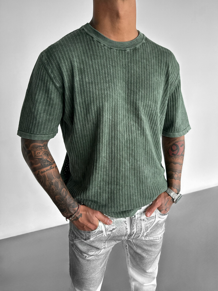 Oversize Knit Washed T-shirt - Terrarium