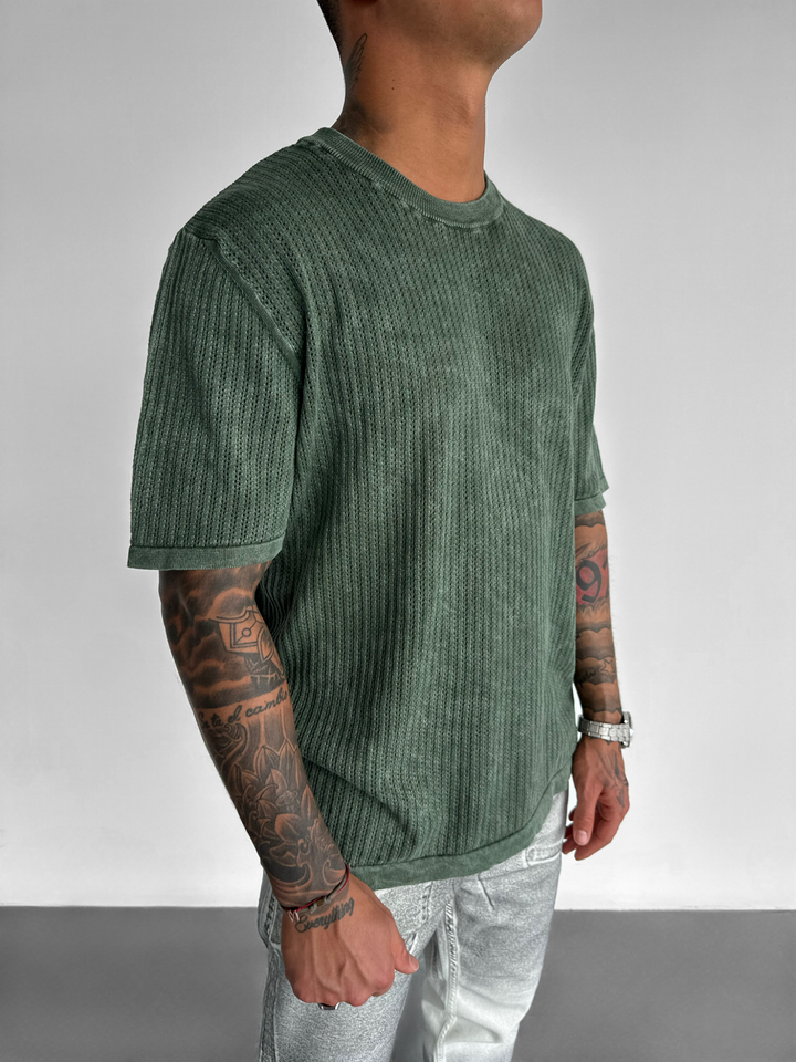 Oversize Knit Washed T-shirt - Terrarium