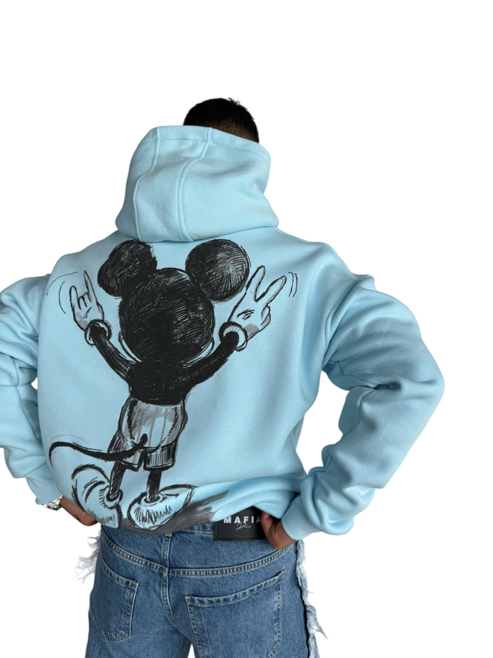 Oversize Mouse Hoodie - Babyblue and Black