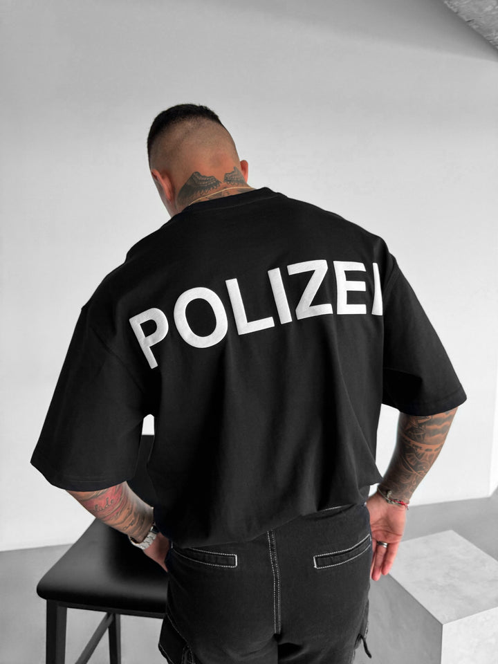 Oversize Polizei T-shirt - Black